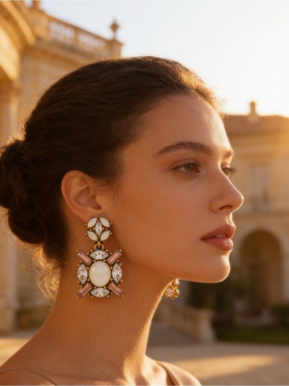 Statement White and Pink Drop Earrings - Elegant Women’s Jewelry